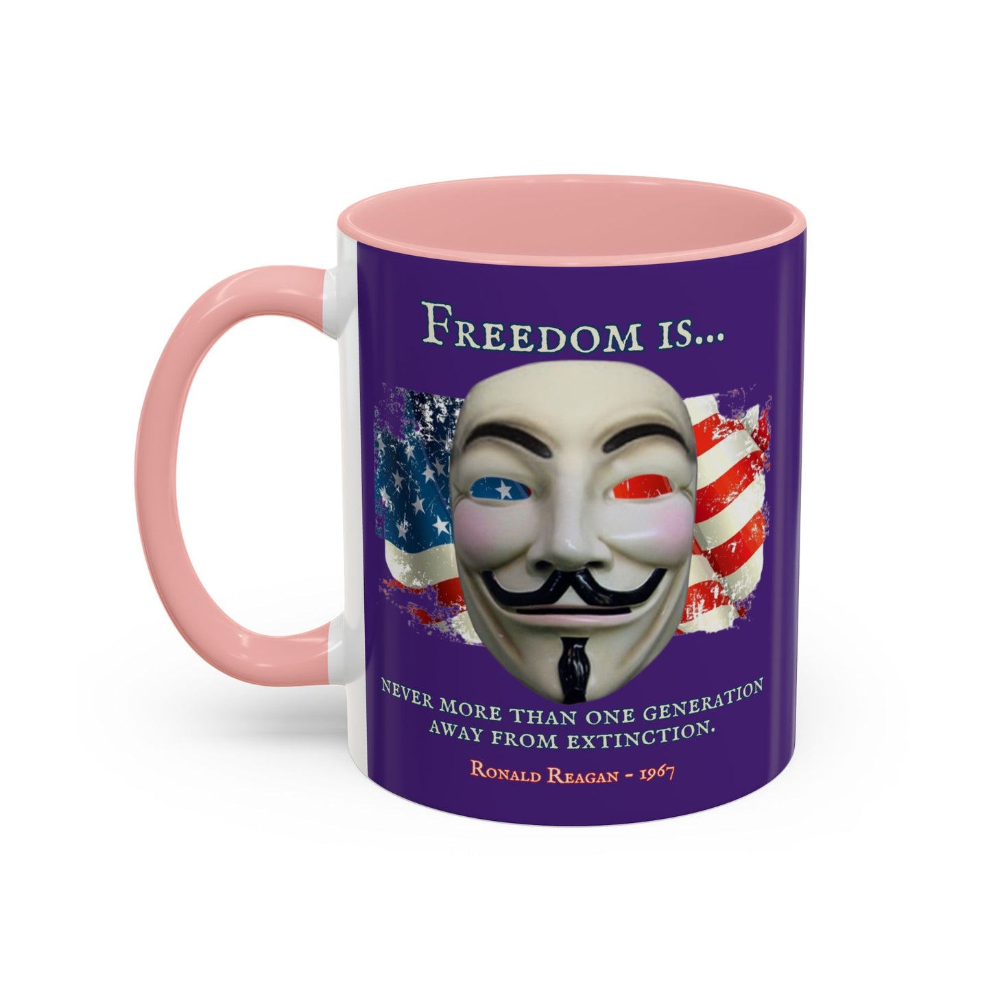 Ronald Reagan Freedom Vendetta Purple Accent Mug by theGreenDragonTavern.shop