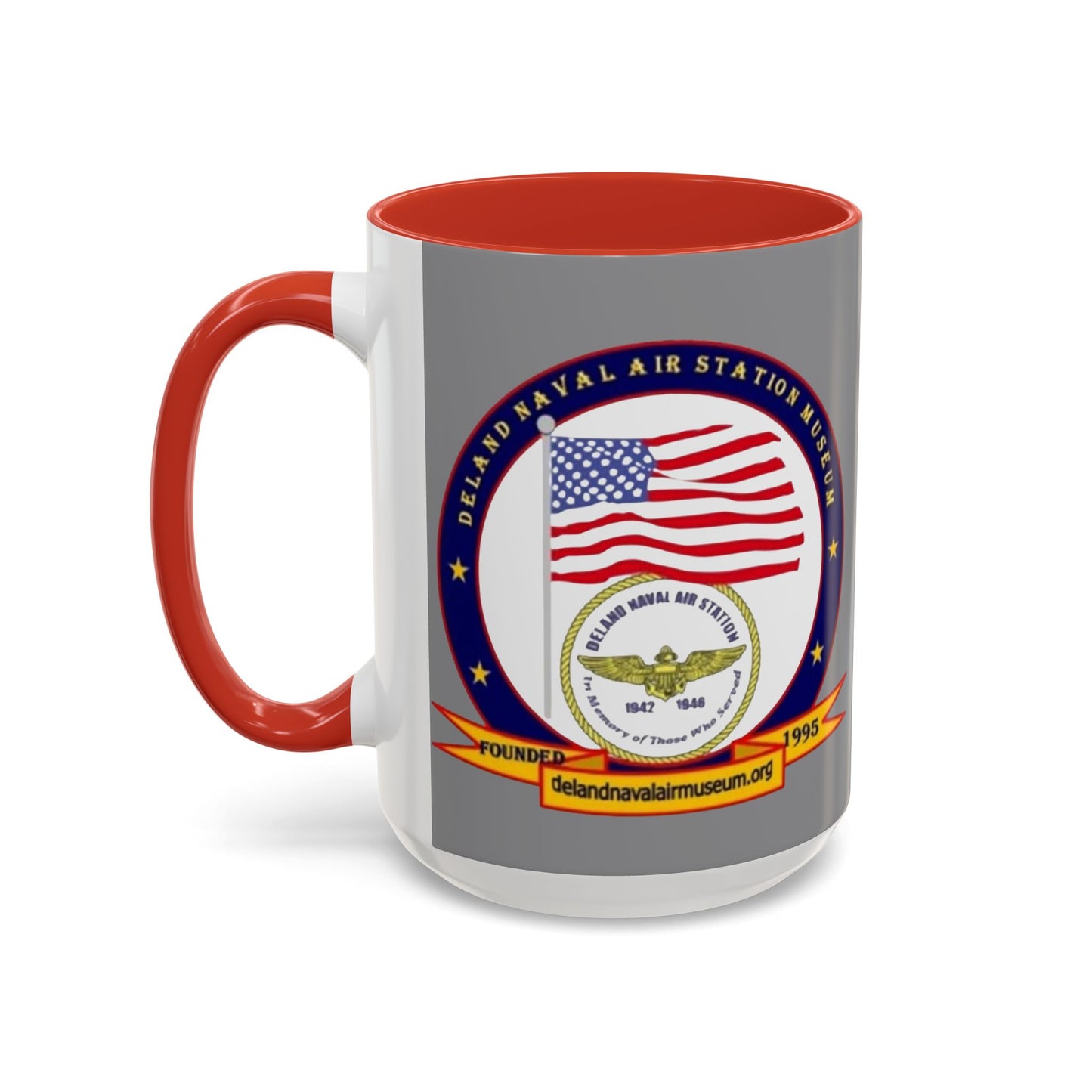 DeLand Naval Air Station Museum Grey Accent Mug by theGreenDragonTavern.shop