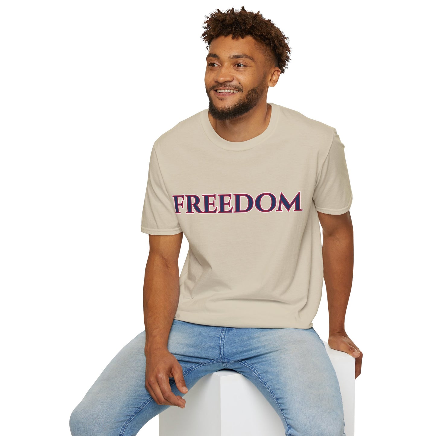 Freedom, Blue font, Light colors Unisex T-Shirt by theGreenDragonTavern.shop