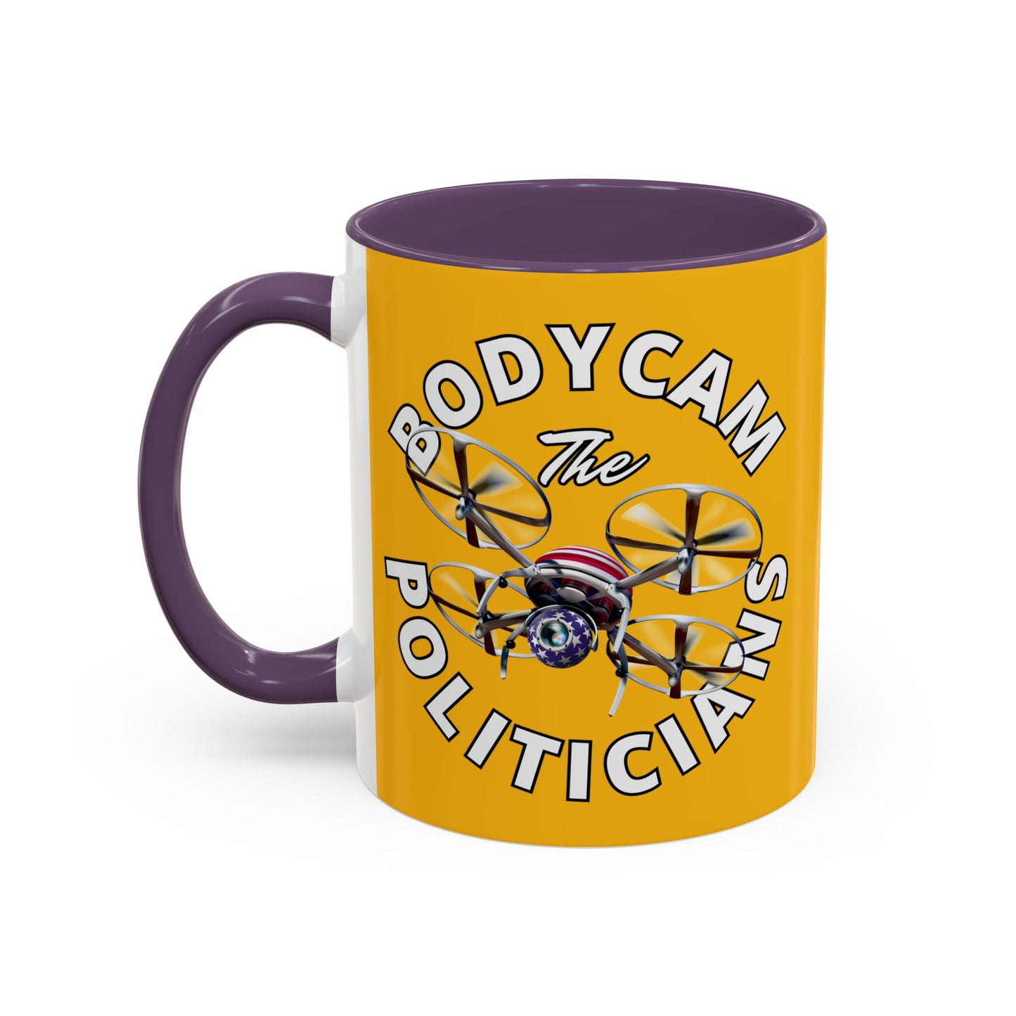 Bodycam the Politicians Drone Yellow Accent Mug by theGreenDragonTavern.shop