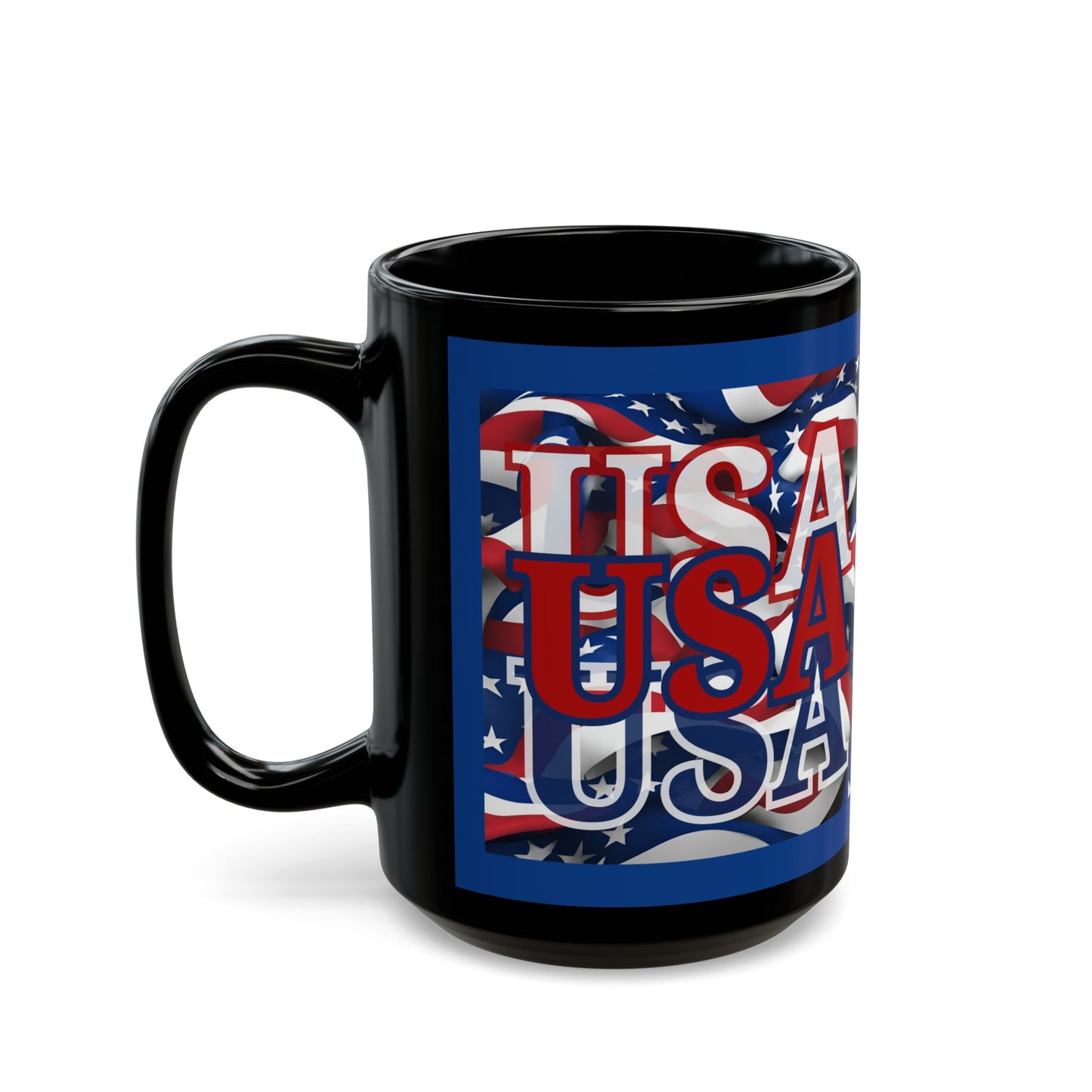 USA Red font Center Patriot Blue Mug by theGreenDragonTavern.shop