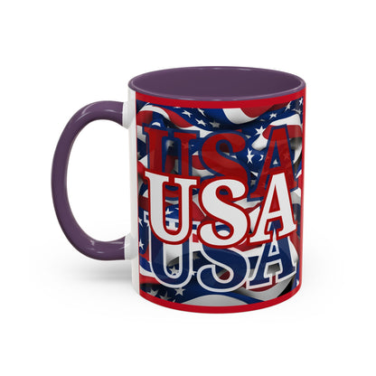 USA White font Center Patriot Red Accent Mug by theGreenDragonTavern.shop