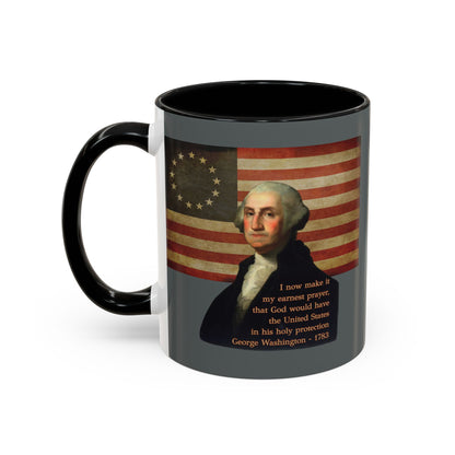 Washington's Earnest Prayer Grey Accent Mug by theGreenDragonTavern.shop