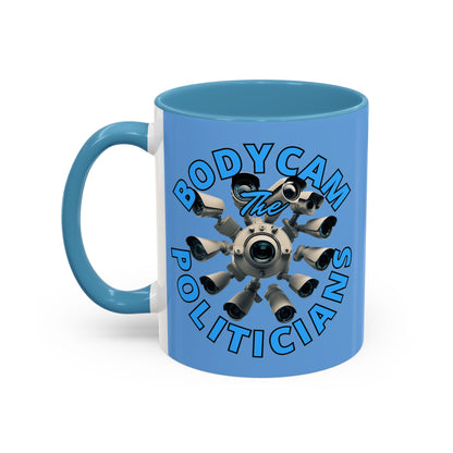 Bodycam the Politicians Cameras Blue Accent Mug by theGreenDragonTavern.shop