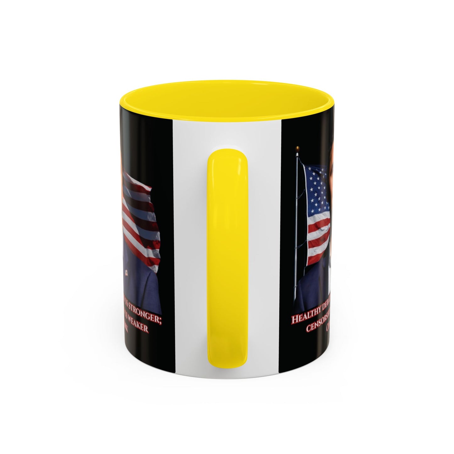 Charlie Kirk, Healthy Debate Black Accent Mug by theGreenDragonTavern.shop
