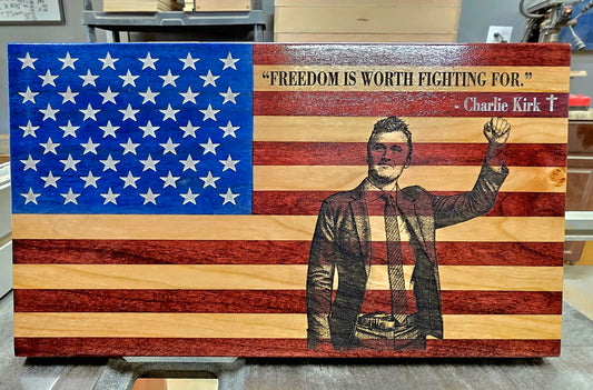 Faith & Freedom Handcrafted Wooden Desktop Flag – Made by U.S. Veterans